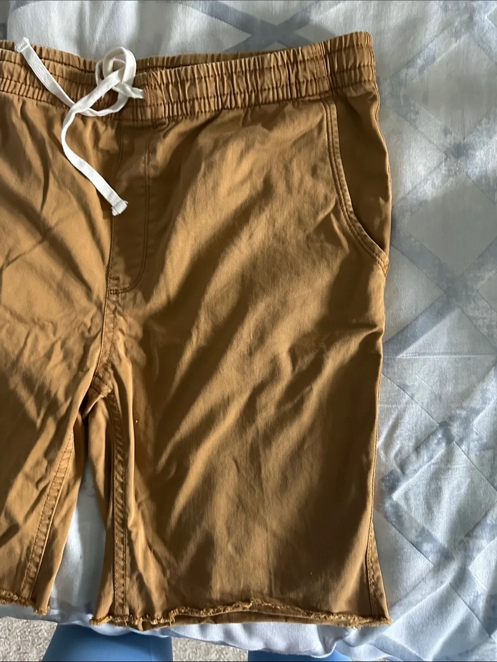 Arizona Jean Company Men's Mustard Brown Swim Board Shorts with White Drawstring